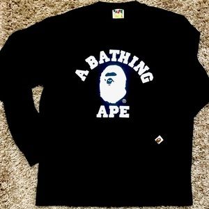 Bape Heavy Cotton Long Sleeve Logo Shirt